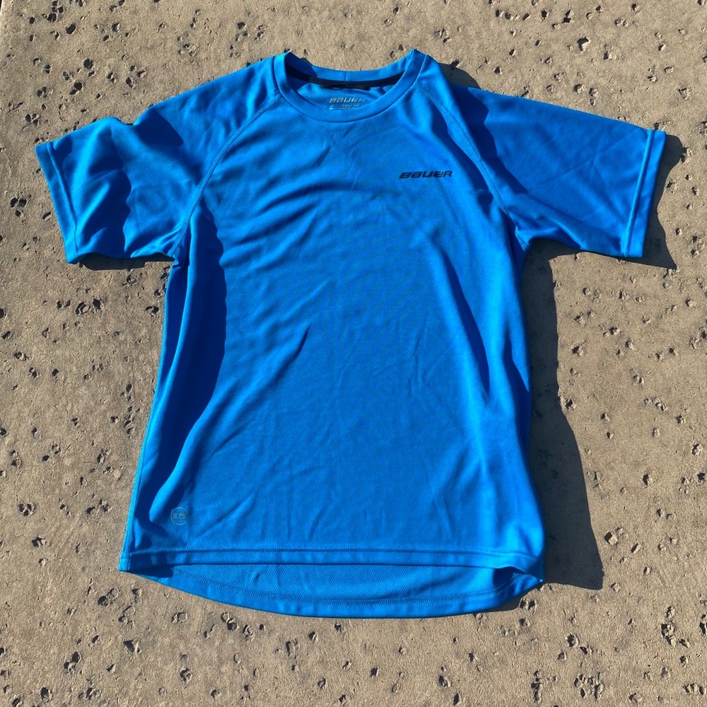 boys bauer athletic blue shirt size medium